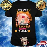 Halloween you can't scare me i'm a retired teacher i've seen it all moon shirt