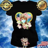 Hippie Nature Fitted Forest Flowers Mask Shirt Ladies tee