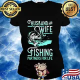 Husband and wife fishing partners for life black s Ladies tee