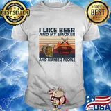 I Like Beer And My Smoker And Maybe 3 People BBQ Vintage Retro Shirt