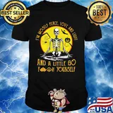 I'M MOSILY PEACE, LOVE AND LIGHT AND A LITTLE GO FUCK YOURSELF SKULL PUMPKIN SUNSET HALLOWEEN SHIRT