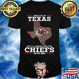 I may live in texas but i'll always have the kansas city chiefs in my dna shirt
