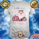 IN OCTOBER WE WEAR PINK PUMPKIN PIG SUNFLOWER SHIRT
