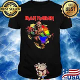 Iron maiden band skeleton lgbt flag shirt