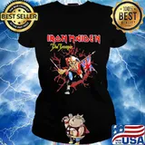 Iron maiden band the trooper skeleton holding british flag s Ladies tee
