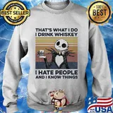Jack skellington that's what i do i drink whiskey i hate people and i know things vintage retro s Sweater