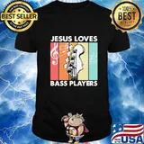 Jesus Loves Bass Players Guitar Vintage Retro Shirt