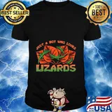 Just A Boy Who Loves Lizards Funny Reptile Herpetology Gift T-Shirt