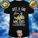 Just a girl who loves baltimore ravens sunflowers shirt