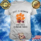 Just a woman who loves clemson tigers flowers shirt