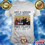 Just a woman who loves pink floyd signatures vintage retro shirt