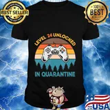 Level 24 Unlocked Funny Video Gamer 24th Birthday Quarantine T-Shirt