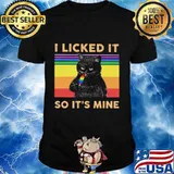 LGBT Black Cat Cream I licked it so it's mine vintage retro shirt