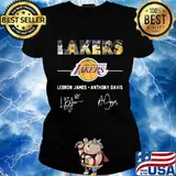 Los angeles lakers lebron james anthony davis signatures s Ladies tee
