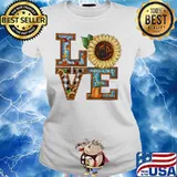 Love sign language sunflower pumpkin s Ladies tee