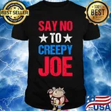 Mens Say No To Creepy Joe Vintage Funny Anti Joe Biden 2020 Retro T-Shirt