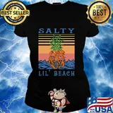 Mermaid pineapple salty lil beach vintage retro s Ladies tee