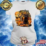 Official Black Cat Witch Pumpkin Witch Halloween s Ladies tee