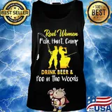 Official Reel Women Fish Hunt Camp drink beer and pee in the woods s Tank top