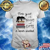 Official Time spent with books and cats is never wasted shirt