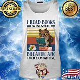 Owl I read books as one would breathe air to fill up and live vintage retro s Tank top