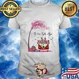 Peace bus cats no one fights alone pink leaves tree cancer awareness shirt