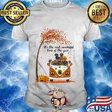 Peace bus dachshund it's the most wonderful time of the year leaves tree pumpkins shirt