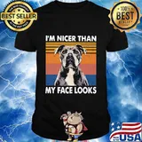 Pitbull I'm nicer than my face look vintage retro shirt