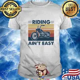 RIDING AIN'T EASY BIKE VINTAGE RETRO SHIRT