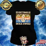 Skeleton getting skele-swole vintage retro s Ladies tee