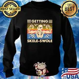 Skeleton getting skele-swole vintage retro s Sweater