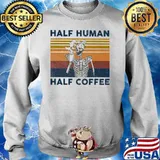 Skeleton half human half coffee vintage retro s Sweater