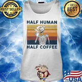 Skeleton half human half coffee vintage retro s Tank top