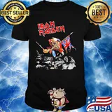 Skeleton iron maiden band british flag shirt