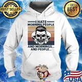 Skull I hate morning people and mornings and people Vintage retro s Hoodie