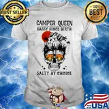 Skull Ocean Camper queen sassy since birth salty by choice sunset shirt