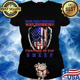 Skull your first mistake was thinking i was one of the sheep american flag happy independence day s Ladies tee