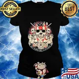Skulls gun get punched clothing american flag independence day s Ladies tee