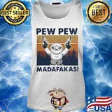 Sloth guns pew pew madafakas vintage retro s Tank top