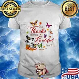 Snoopy and butterflies give thanks with a grateful heart shirt