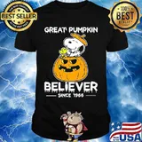 Snoopy and woodstock great pumpkin believer since 1966 pumpkin shirt