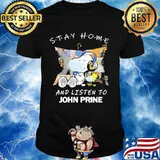 Snoopy and woodstock mask stay home and listen to john prine shirt