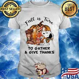 Snoopy fall is time to gather and give thanks pumpkin shirt