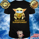 Star wars baby yoda mask hug superman ups what's your superpower shirt