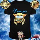 Star wars baby yoda mask hug the planetary society shirt