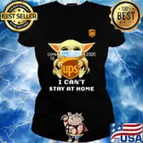 Star wars baby yoda mask hug usp i can't stay at home logo s Ladies tee