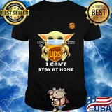 Star wars baby yoda mask hug usp i can't stay at home logo shirt
