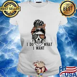 Sugar skull girl i do what i want american flag independence day s Ladies tee