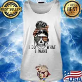 Sugar skull girl i do what i want american flag independence day s Tank top