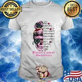 Sugar skull girl they whispered to her you cannot withstand the storm she whispered back i am the storm breast cancer awareness flowers shirt